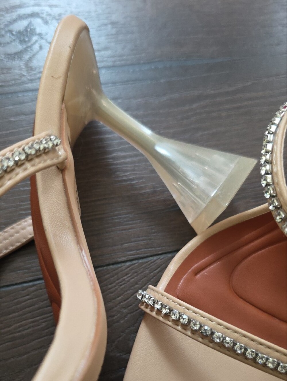Akira Nude Rhinestone Strap Heeled Sandals - Picture 7 of 8
